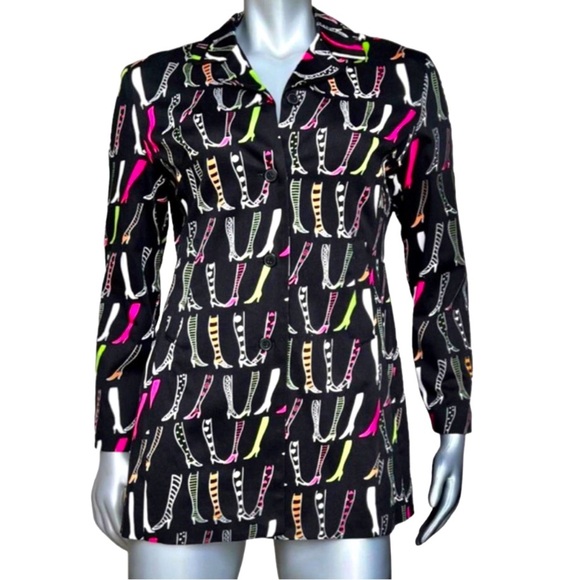 Vintage Anne Carson Oversized Petite Size 10P  Shoe Print Blazer - Picture 1 of 5